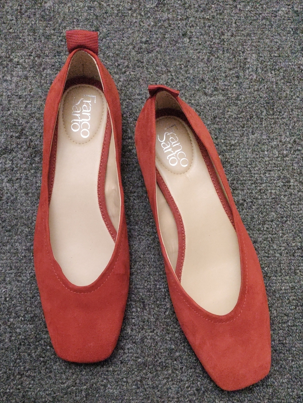 Franco Sarto "Aileen" Rust Suede Square-Toe Ballet Flats
